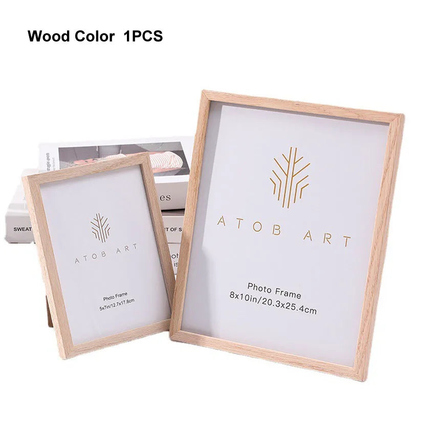 Cadre photo en bois naturel - Design rectangulaire à suspendre au mur