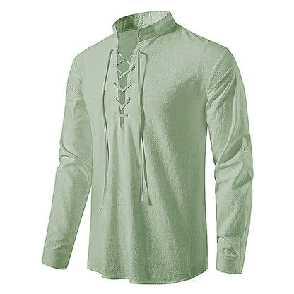 Cotton Linen Long Sleeve Casual Men's Vintage Shirt