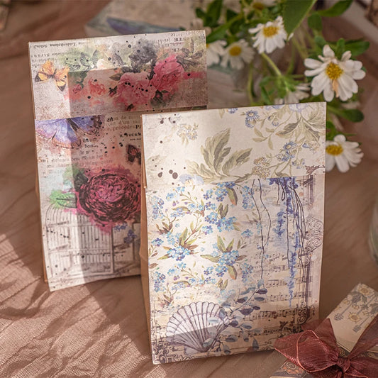 100 Sheets Large Vintage Scrapbooking Background Paper for Journal and Craft