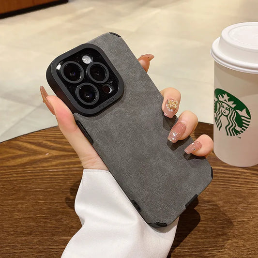 Matte weiche Leder-Handyhülle für iPhone 15 14 Plus 13 12 11 Pro Max