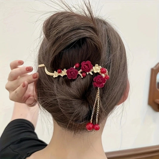 Elegante Rosen-Schmetterlings-Haarnadel