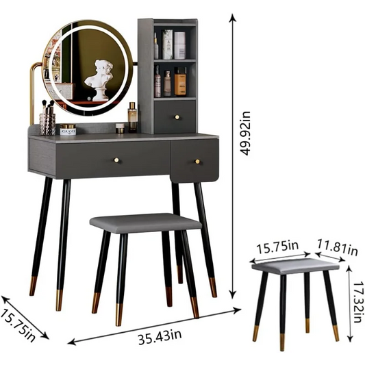 DOLILO 35" Vanity Desk with Mirror and Lights