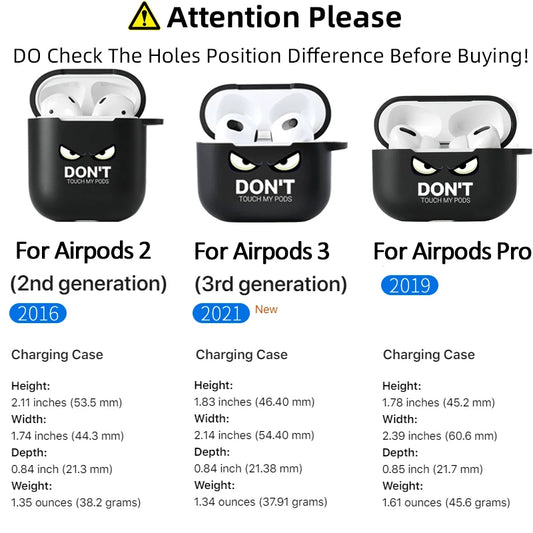 Étui AirPods noir avec texte « Ne pas toucher »