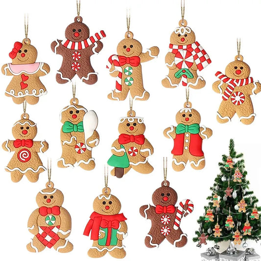 Mini Plastic Gingerbread Man Ornaments for Tree Decorations