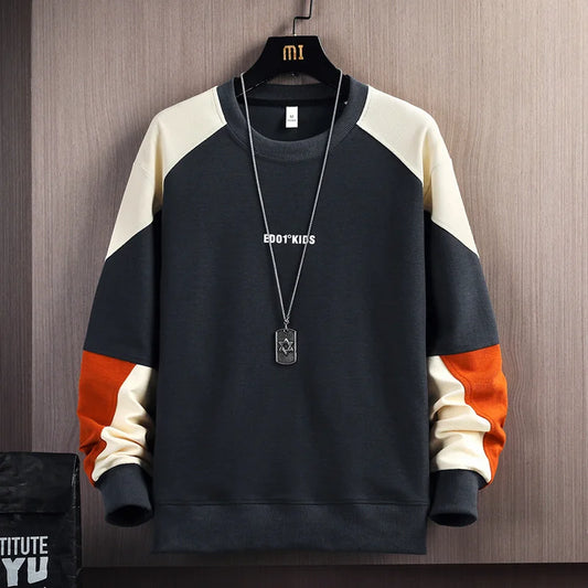 Schwarz-weißes Patchwork-Sweatshirt für Herren