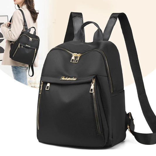 Unisex Large Capacity Black Oxford Backpack for Travel