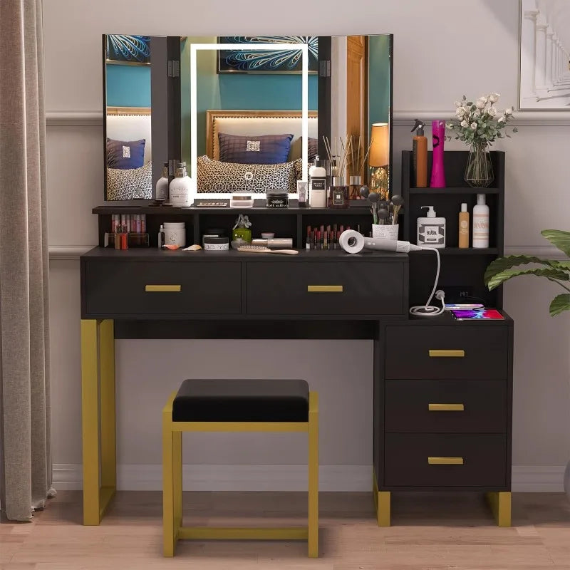 Glam Vanity Set-Black Desk