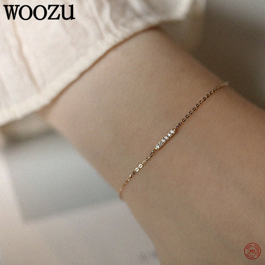 Zirkon-Reihen-Charm-Armband – Elegantes 925er Silber