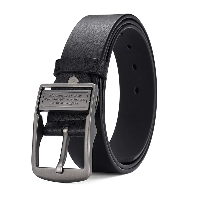 Ceinture en cuir de vachette pour homme - Boucle à ardillon en alliage