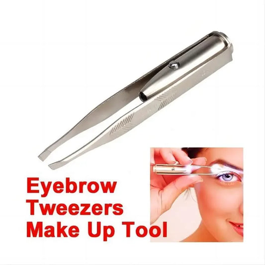 1PC Portable Stainless Steel Eyebrow Tweezer – Smart Design LED Light