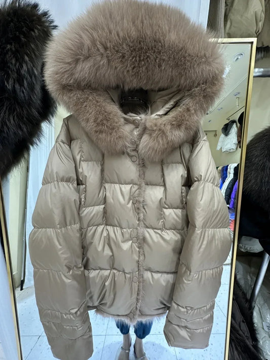 Women’s Fox Fur Duck Down Hooded Jacket