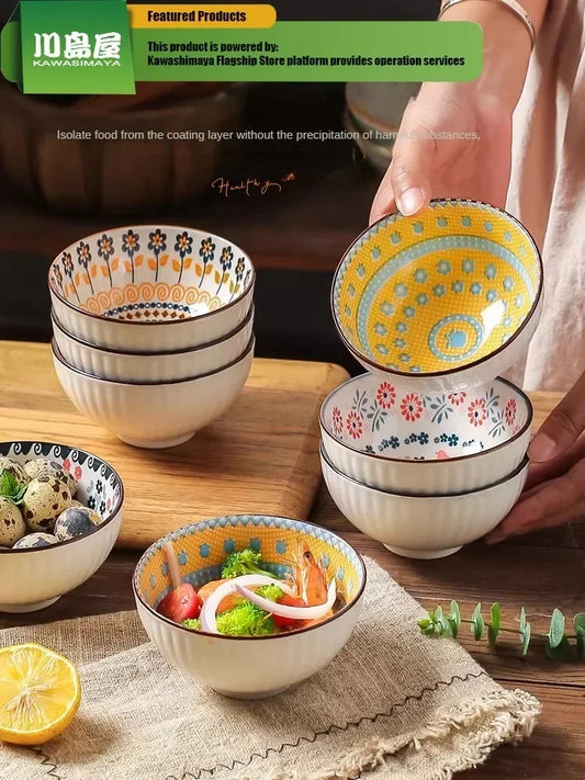 Colorful Ceramic Rice Bowl & Plate Set