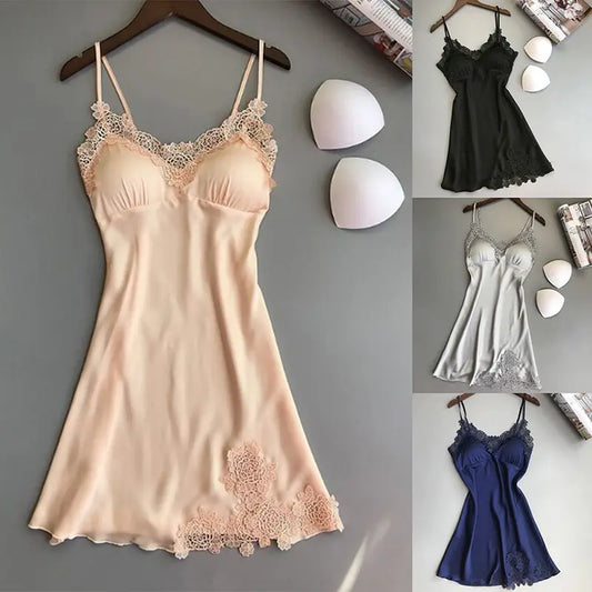 Women's Silk Suspender Thin Halter Ice Silk Satin Nightdress