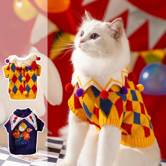 Cute Pet Palid Puppy Knitted Sweaters and Hat Set