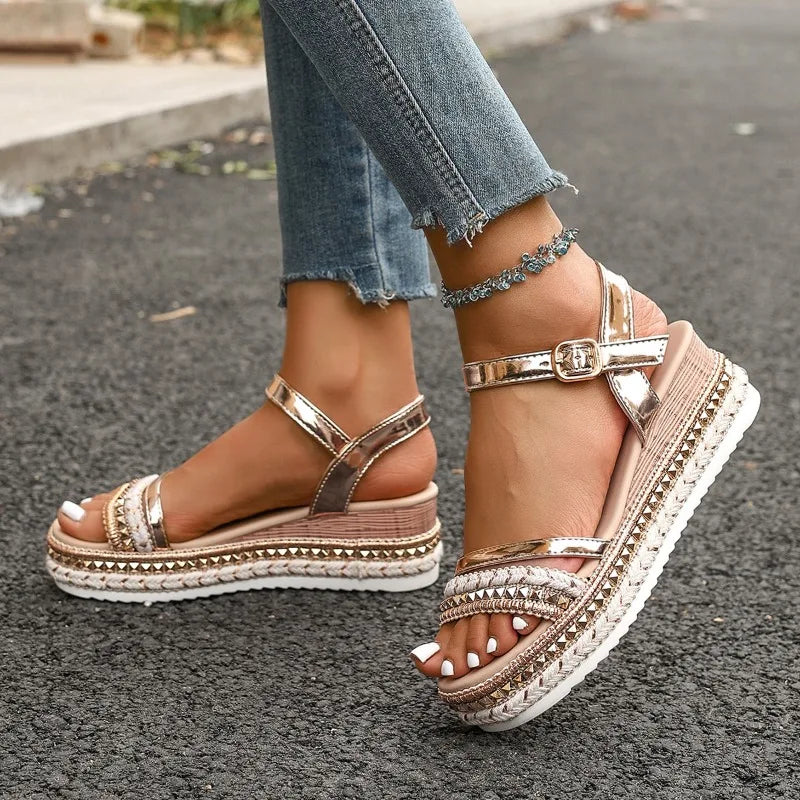 Women's Rivet Glam Ankle Strap Sandals