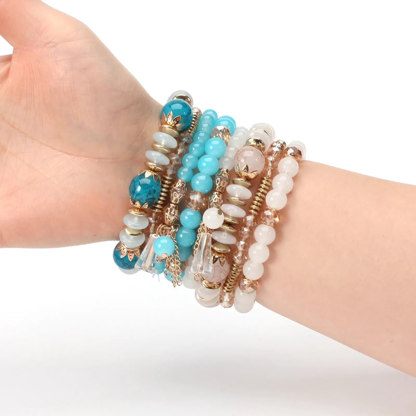 Multilayered Stackable Bead Bracelets for Women's