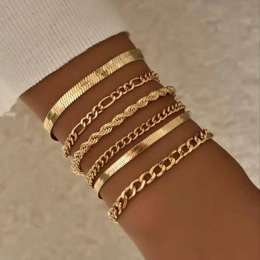 Vintage Multilayer Snake Chain Bracelets Set