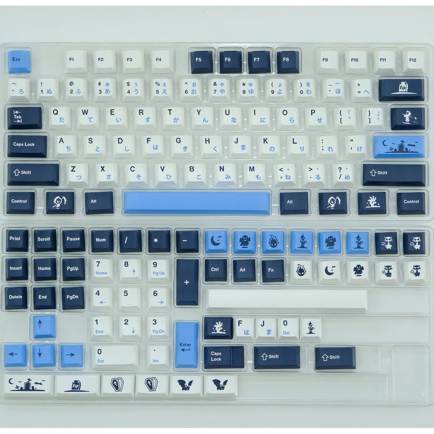 135-Key Double Shot Keycaps - White/Blue