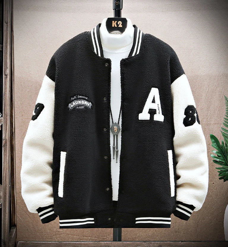 Winter Warm Letter printed Bomber Jacket