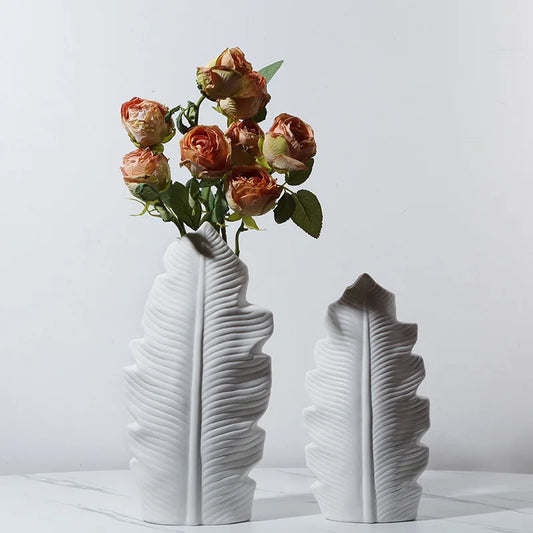 White Nordic Ceramic Flower Vase