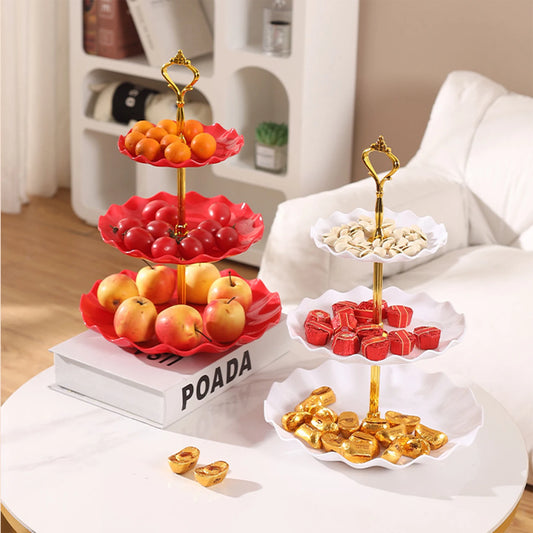 Présentoir de buffet ondulé en plastique pour assiettes de fruits et desserts