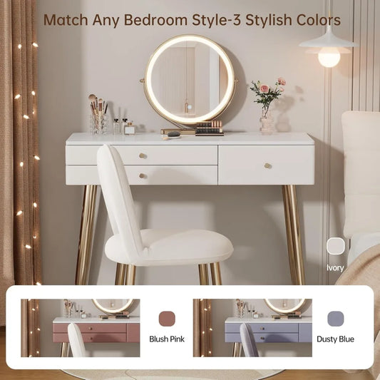 Glam Vanity Set with Lighted Mirror