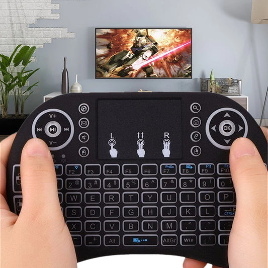 i8 Mini Wireless Keyboard with 3-Color Backlit Touchpad