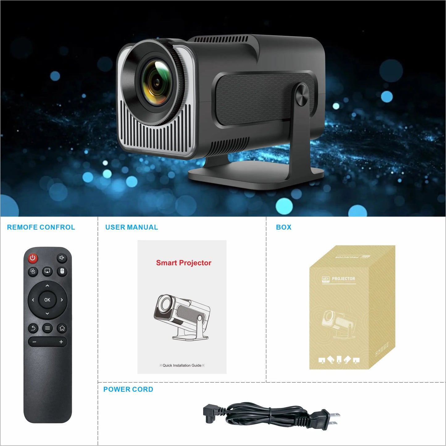 Projecteur 4K Android 11 1080P 400ANSI Double WiFi6
