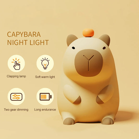 Veilleuse en silicone Capybara - Lampe de nuit rechargeable par USB à intensité variable