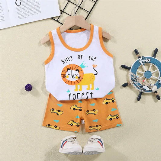 Summer Kids Vest Suit - Cotton T-Shirts & Shorts