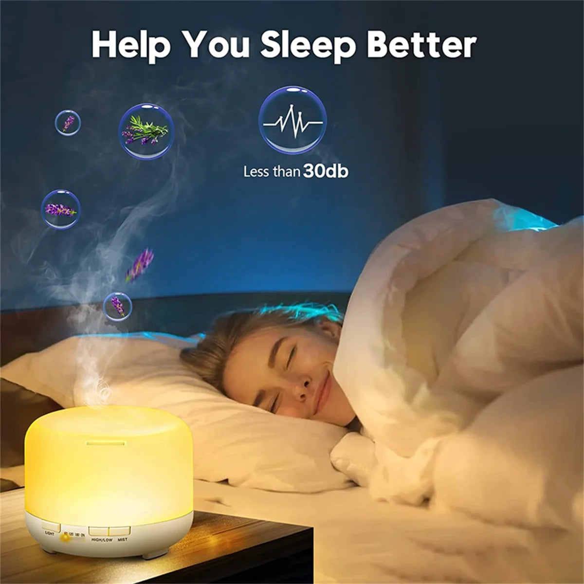 500ml Aroma Diffuser USB Mini Humidifier & Night Lights