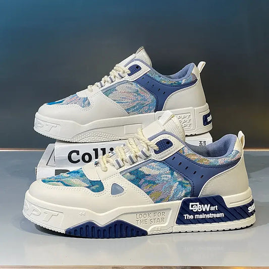 Men Casual Shoes Leather Mesh Sneakers