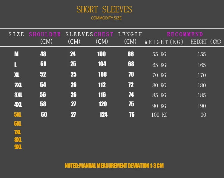 Hip Hop Loose Men's Streetwear T-Shirts - Plus Size 5XL 6XL