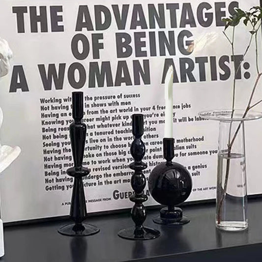 Bougeoir en verre noir - Bougeoir nordique moderne