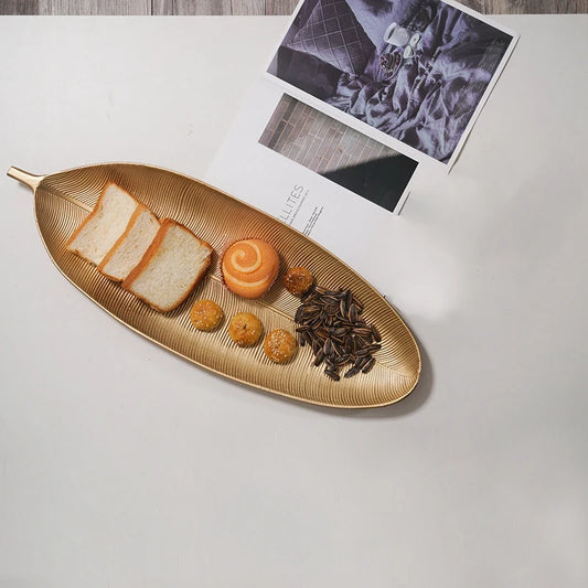 Plateau alimentaire feuille d'ananas doré