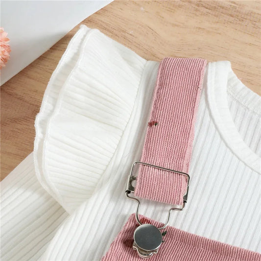 Girls' Floral Suspender Trousers Set