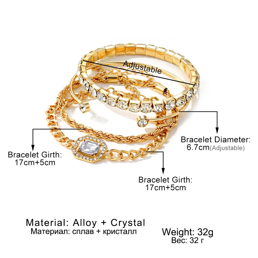 Crystal Shiny Adjustable Bracelets for Women