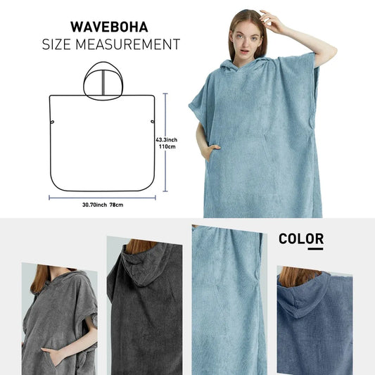 Quick-Dry Surf Poncho Towel Hoodie for Adults