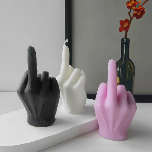 1PC Middle Finger Shaped Scented Candle - Quirky White/Black