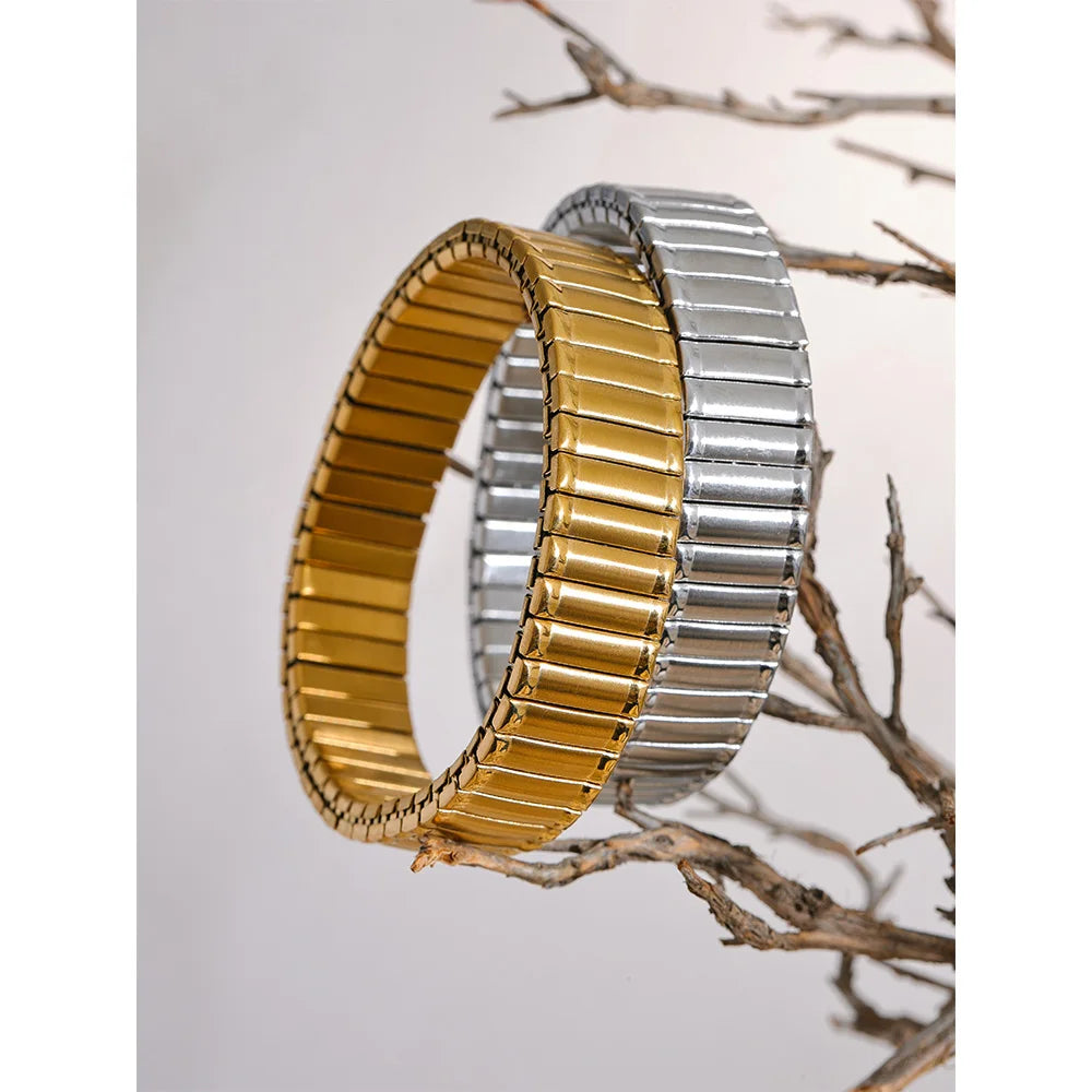 Handmade Elastic Gold Beads Bangle Bracelet for Women