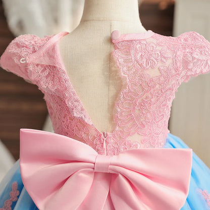 Princess-style Flying Sleeve Party Dress for Baby Girl