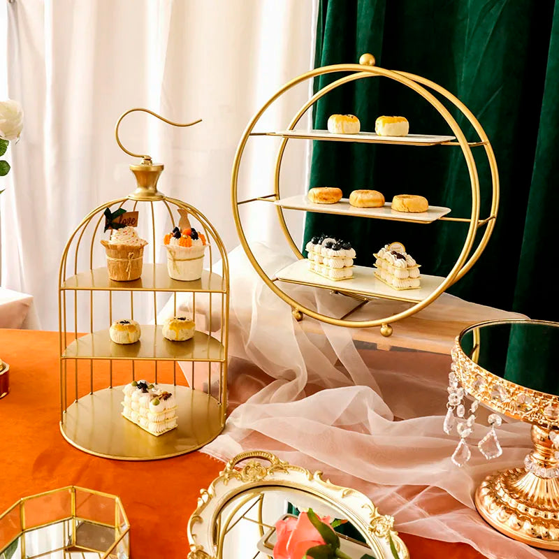 Handicraft Gold Wedding Cake Stand