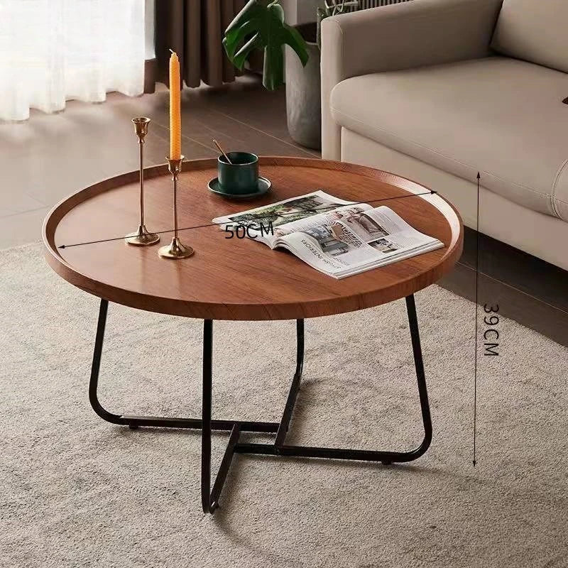 Round Coffee Table with Open Storage