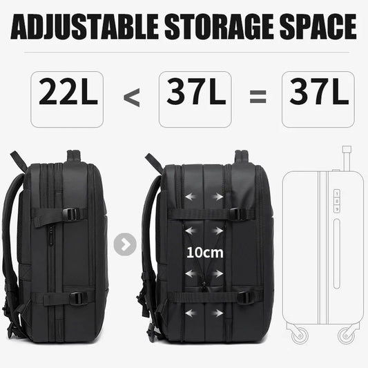 Men's Waterproof Large Capacity Hiking Travel Expandable Laptop Backpack
