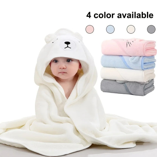 Hooded Cartoon Coral Fleece Baby Towel & Blanket