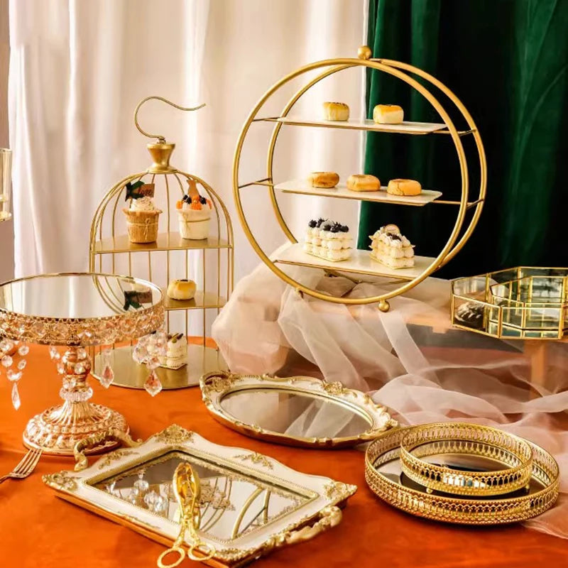 Handicraft Gold Wedding Cake Stand