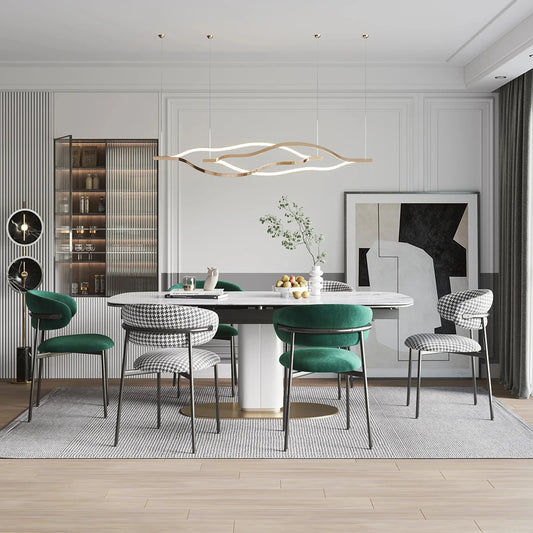 Nordic Luxury Dining Chairs with Black Metal Legs