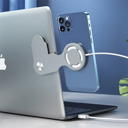 Laptop Side Phone Holder and magnetic Wireless Charging Stand