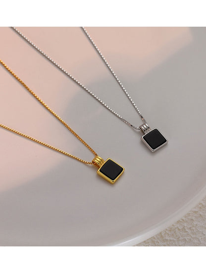 Trendy Silver Square Necklace
