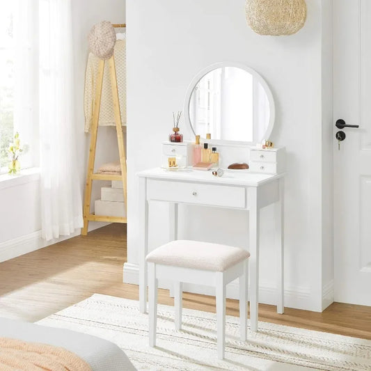 Elegant White Vanity Set with Mirror